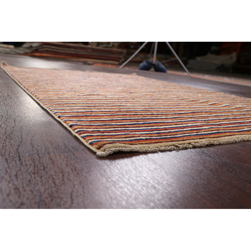 Tapis unique en laine noué à la main brun / rouge nouvel âge 4 pi 3 po x 6 pi 2 po
