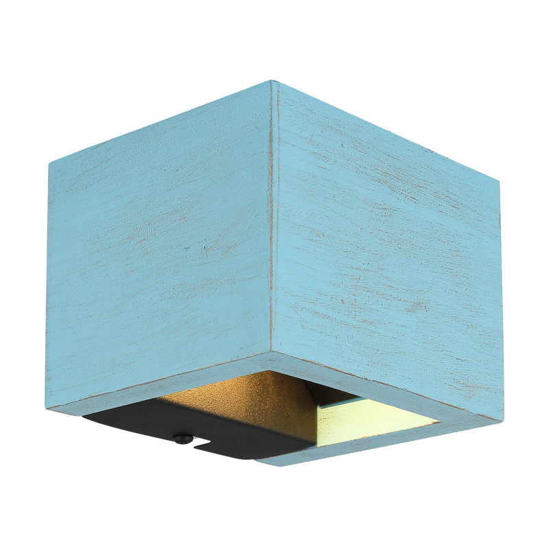 Alshareef Manufactured Wood LED Flush Mounted Sconce, Blue