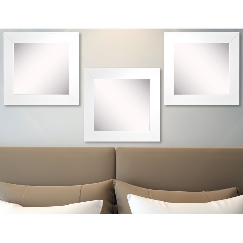 Dematteo Solid Wood Flat Wall Mirror, White