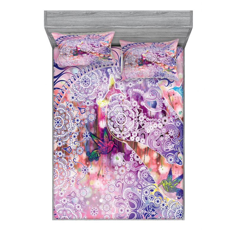 Microfiber Paisley Sheet Set, Queen Sheet Set with Fitted Sheet