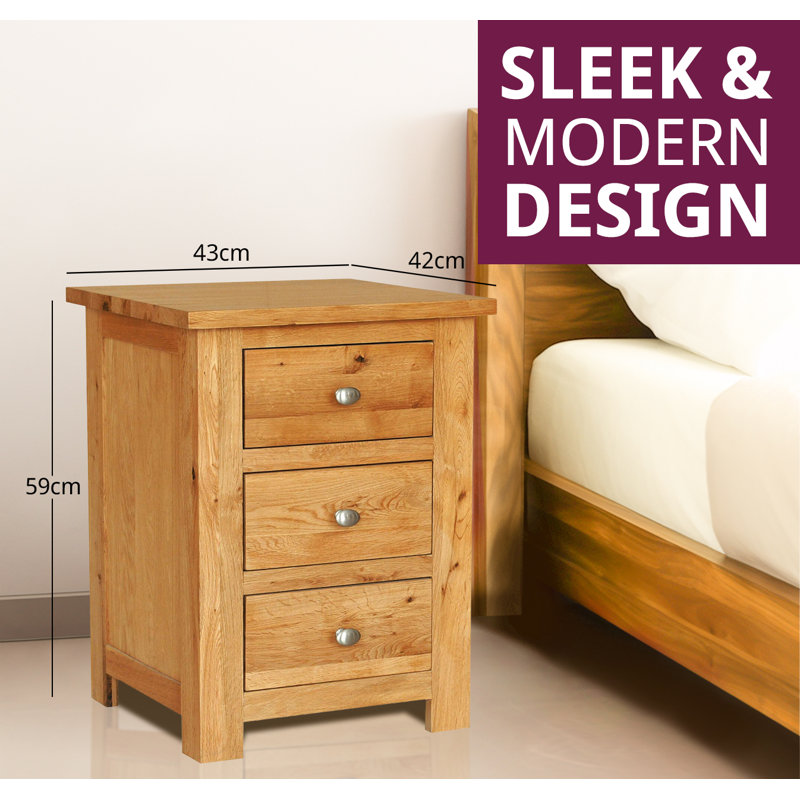Farris 43cm W Solid Wood Bedside Table