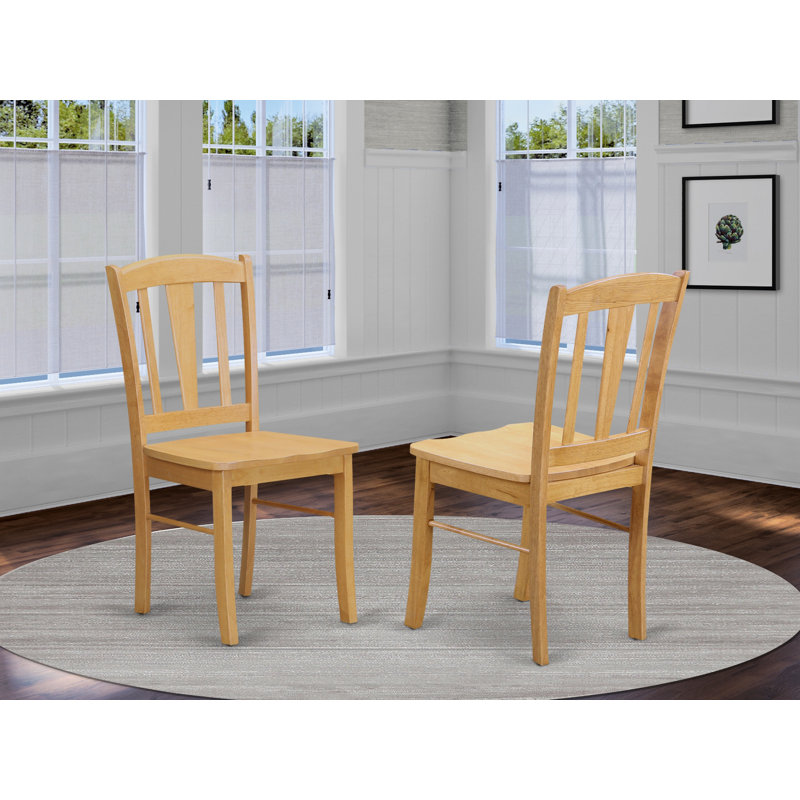 Dublin Dining Chairs - Slat Back Wooden Seat Chairs, Set of 2, Oak