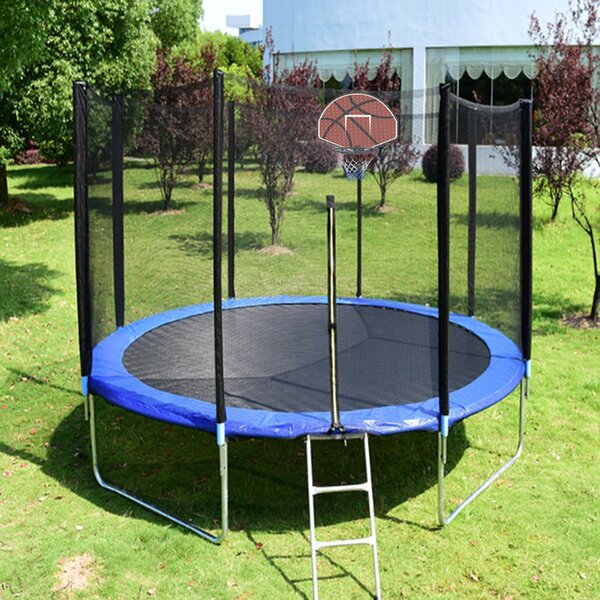 Sapphome 12FT Trampoline With Basketball Hoop-Kids Trampoline With Accessories: Trampoline Ladder, Safety Trampoline Net, Spring Cover Padding | Wayfair
