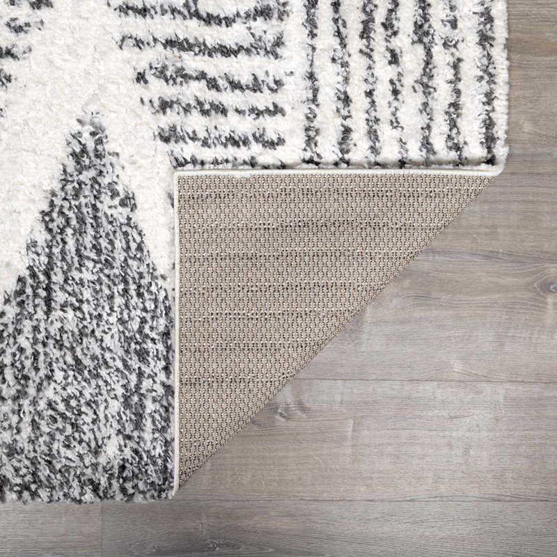 Tapis gris à poils longs Anzio, Rectangle 2 pi x 2 pi 11 po