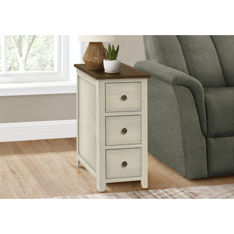 Solanus 3 - Drawer End Table, Brown/White