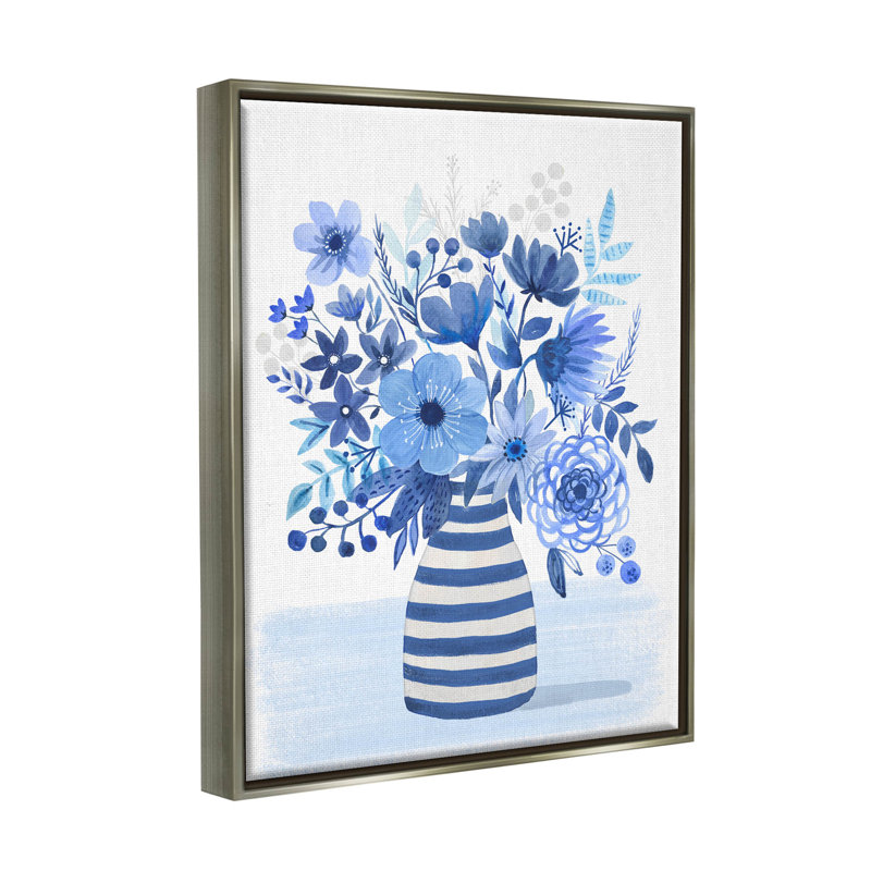 "Blue Mixed Flower Bouquet", art mural sur toile flottante par Sharon Lee, H 31 po x l 25 po x P 1,7 po