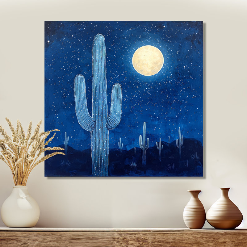 Cactus Saguaro sous les étoiles II - Cactus, H 16 po x l 16 po