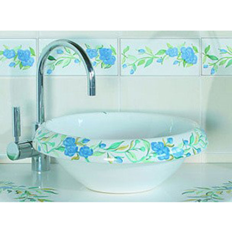 WS Bath Collections Ceramica 16.1'' Ceramic Circular Bathroom Sink, Romantica, Sink without Single Pre-Drilled Faucet Hole