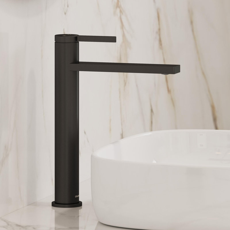  Robinet de lavabo vasque H 12 po avec bonde escamotable Tinian, Noir mat