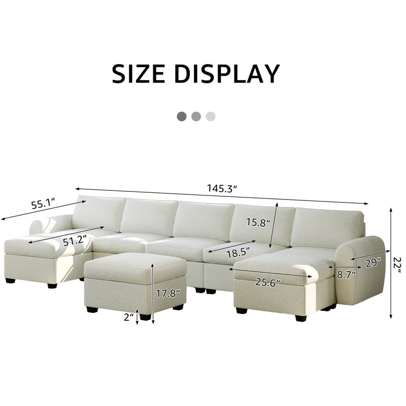 Canapé modulaire 8 pièces Jarriah, Blanc