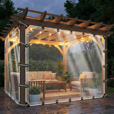 PVC Clear Tarps Heavy Duty with Grommets & Ropes, Durable Windproof Dustproof Raincloth for Greenhouse, Patio