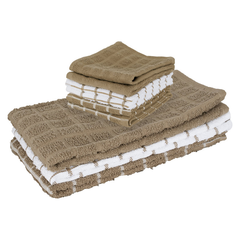 Cotton Kitchen Towel Linen Set, Mocha Brown