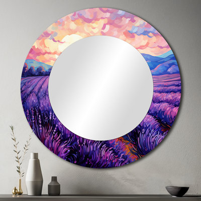 Vangogh Lavender Fields II - miroir Vangogh, miroir mural rond traditionnel unique, impression d'art en métal