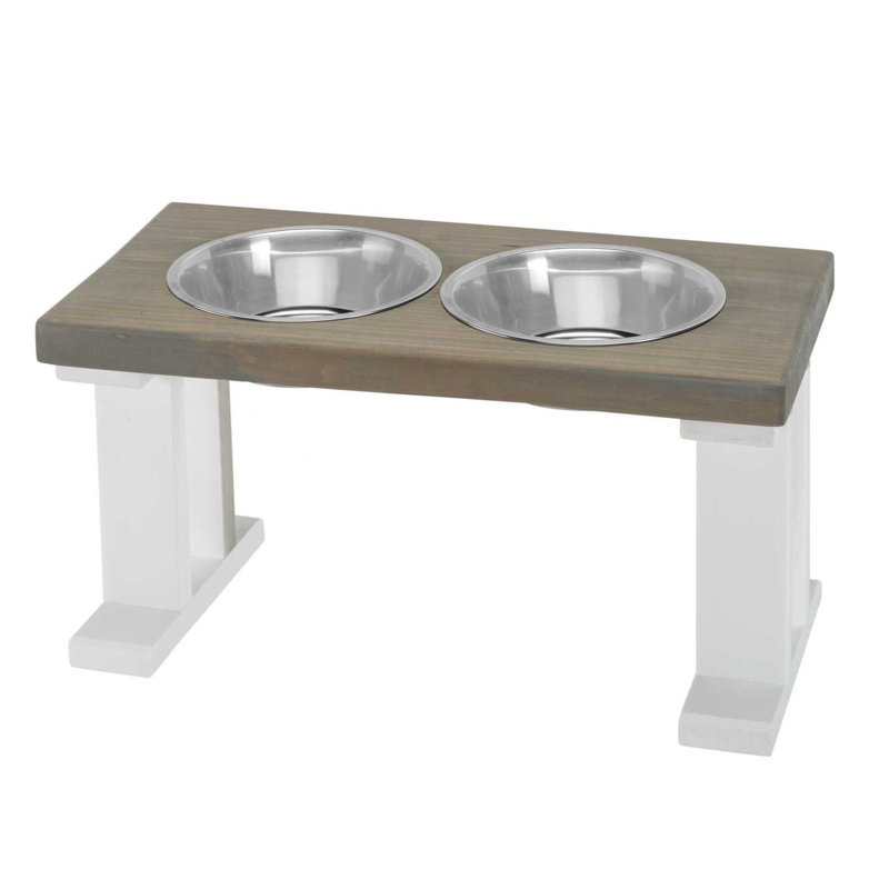 Mangeoire surélevée, Blanc / gris, Moyen (12 po)