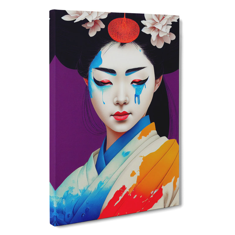 Geisha Splashed Paint No.4 - Wrapped Canvas, 60cm H x 40cm W x 3cm D