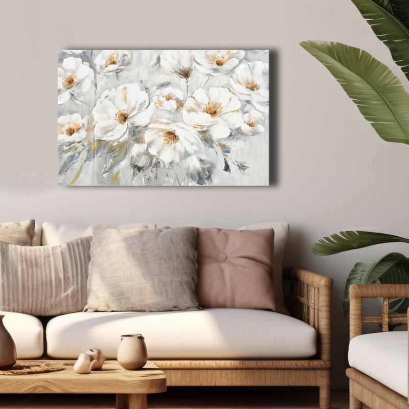 White Floral Serenity Canvas Wall Art