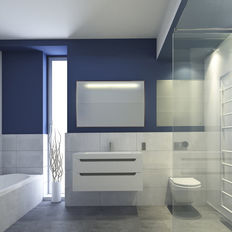Miroir de salle de bain / meuble-lavabo lumineux moderne Aquiel, H 35,43 po x l 47,24 po