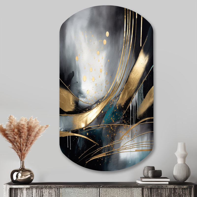 «Shapes And Lines Abstract Marble II», art mural abstrait en métal, sculpture murale cylindrique, H 43 po x l 23 po x P 1 po