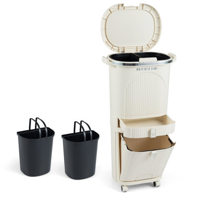 42L Kitchen Trash Can with 2 Detachable Buckets and Lid