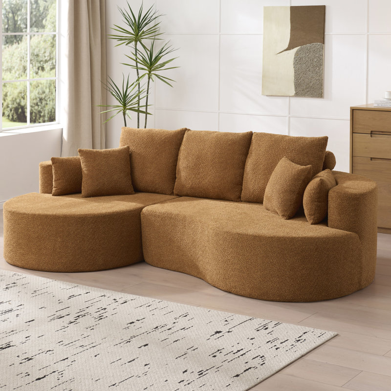 4 - Siège de 106 po Boucle modulaire incurvée en nuage avec méridienne, Nomad, mousse haute élasticité, 7 coussins, aucun assemblage requis, 2 pièces Nomad, sièges, confortable entièrement compressé