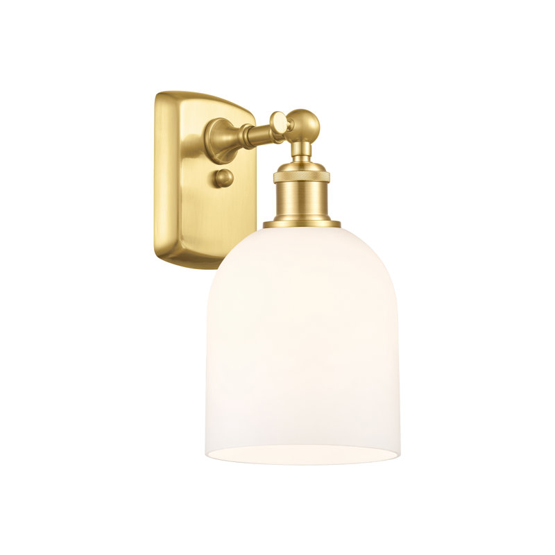 Anacaren Steel Armed Sconce, Satin Gold, Glossy White
