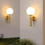 35Cm Gold Wall Sconce With White Glass Globes