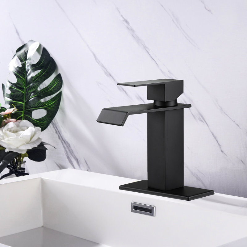 Robinet pour salle de bain Waterfall Flow, Noir mat
