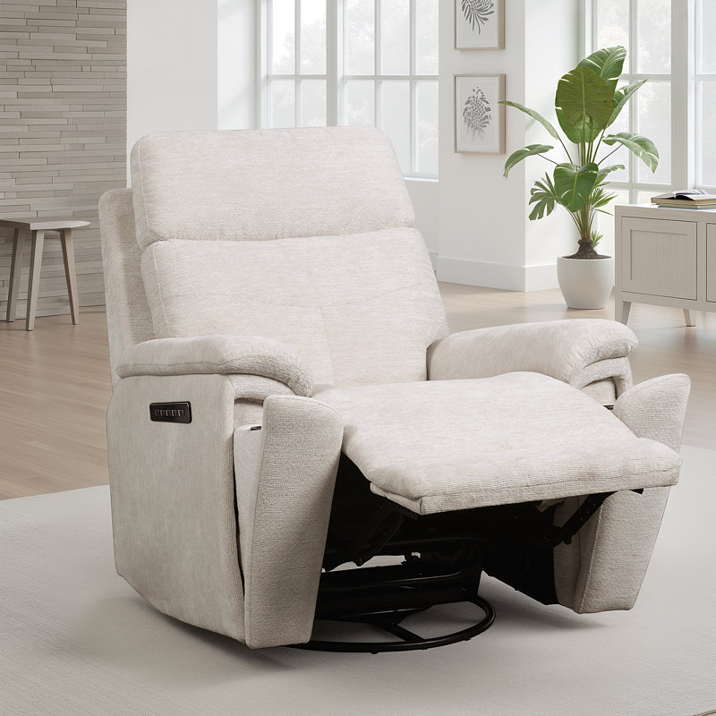 Rex Swivel Gliding Recliner With Power Headrest & Lumbar, Power-Control