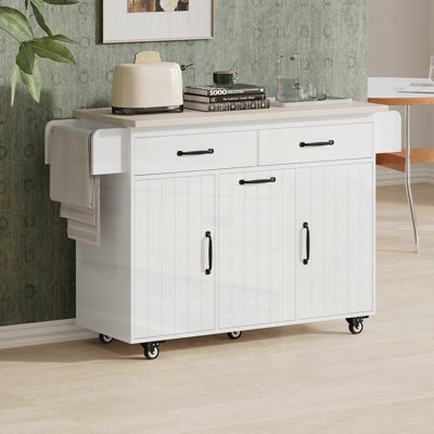 Multifunctional Kitchen Island with Trash Can Storage, Drop Leaf, and Adjustable Shelf for Enhanced Organization and Convenience