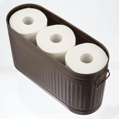 Free-Standing Toilet Paper Organizer – 6-Roll Storage Bin For Bathroom, Fits Under Sink, Vanity, Shelf, Cabinet, Or Corner, Bronze