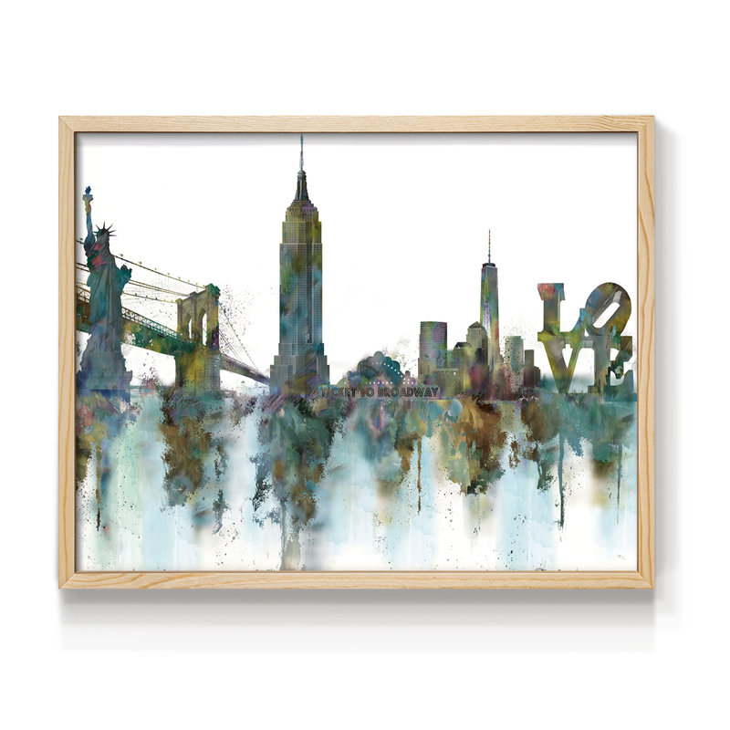 NY Skyline -Framed Print - Restickable, 8" H x 10" W, Natural