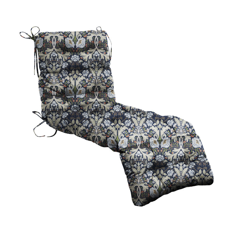 Coussin de chaise longue d'extérieur 72 x 22 x 4 pouces 100% polyester imperméable pour chaise longue d'extérieur avec attaches, floral