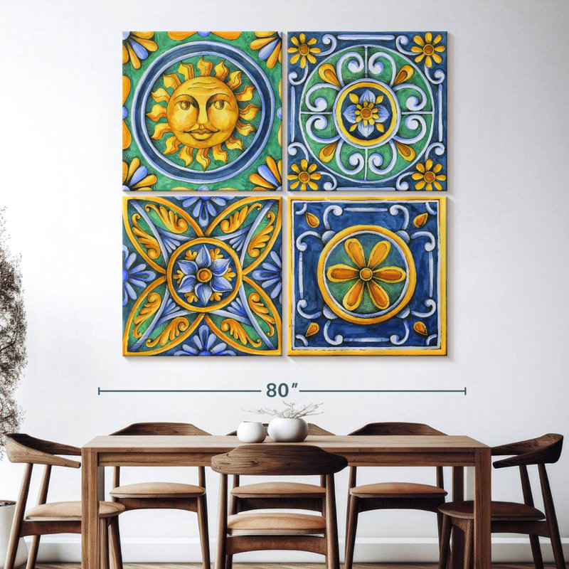 Carreaux à motif de fleurs Kerner, H 74 po x l 74 po