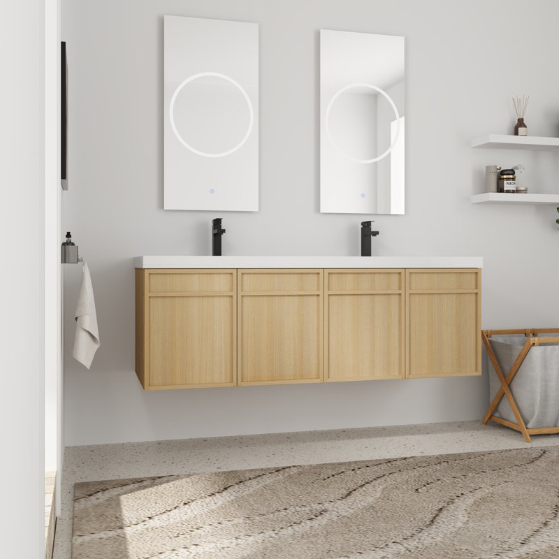 Meuble-lavabo double 60 po avec plateau en résine