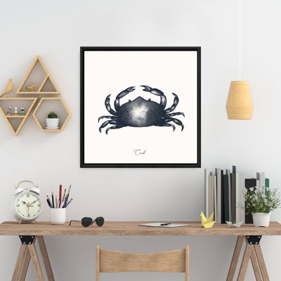 Toile marine crabe bleu | "Aquatic Bathroom Decor", art encadré