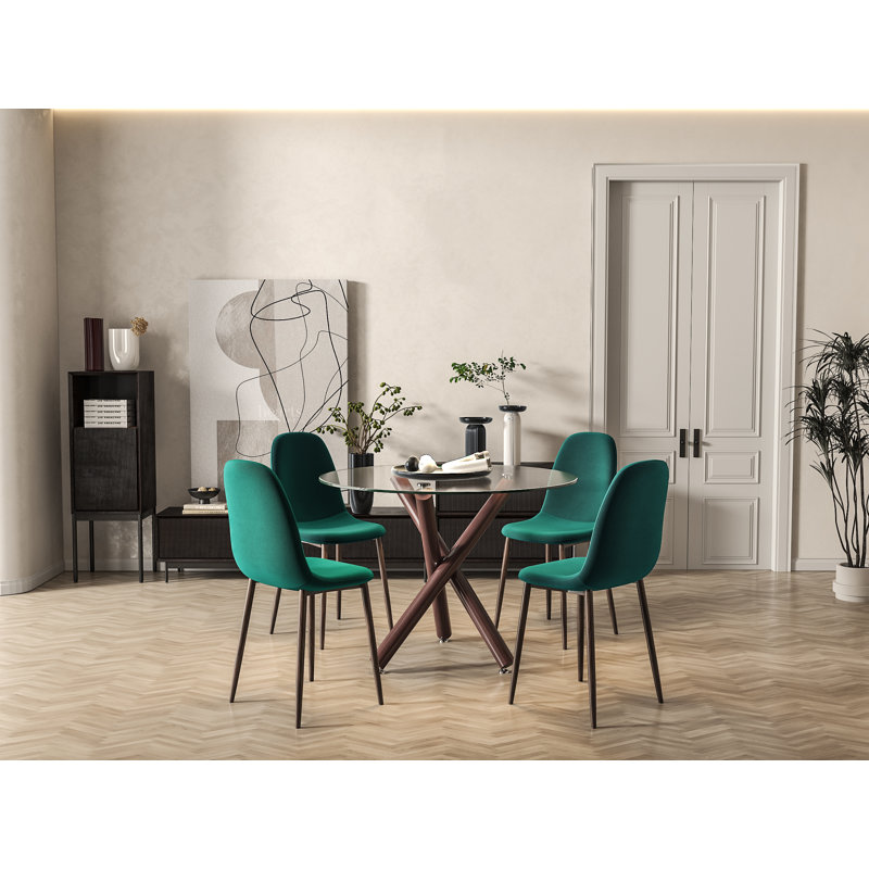 Chaise rembourrée en velours Sera, Émeraude