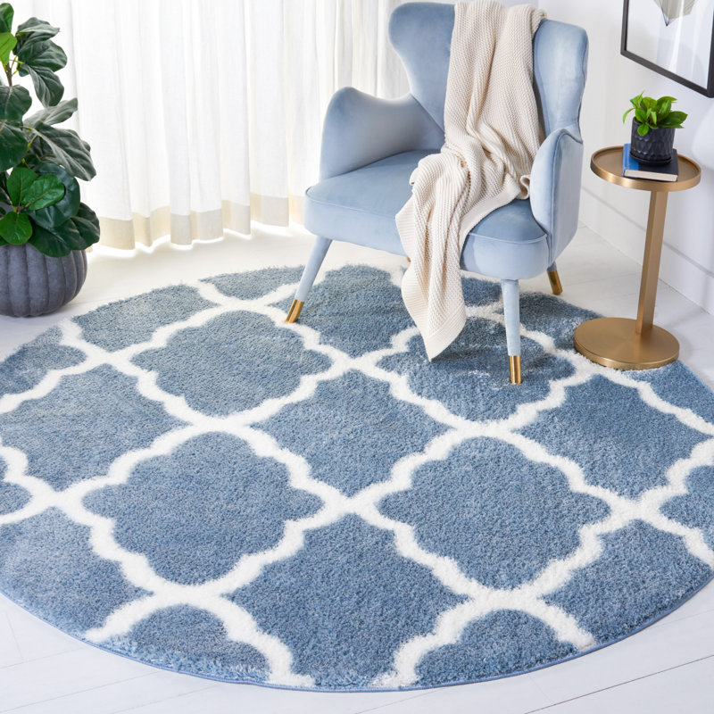 Tahoe Shag Performance Geometric Rug, Round 6'7"