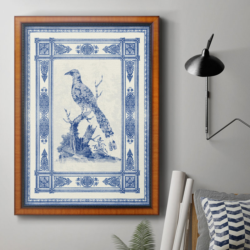 Toile de Jouy II, toile encadrée de qualité supérieure - prête à être accrochée, H 20 po x l 16 po x P 2,5 po