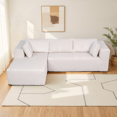 105" Cloud Sectional Couch With L-shape Chaise, No Assembly Required, Modern Modular Sofa With Deep Seat, Corduroy Upholstered Compression Sofa For Living Room Bedroom Apartment
