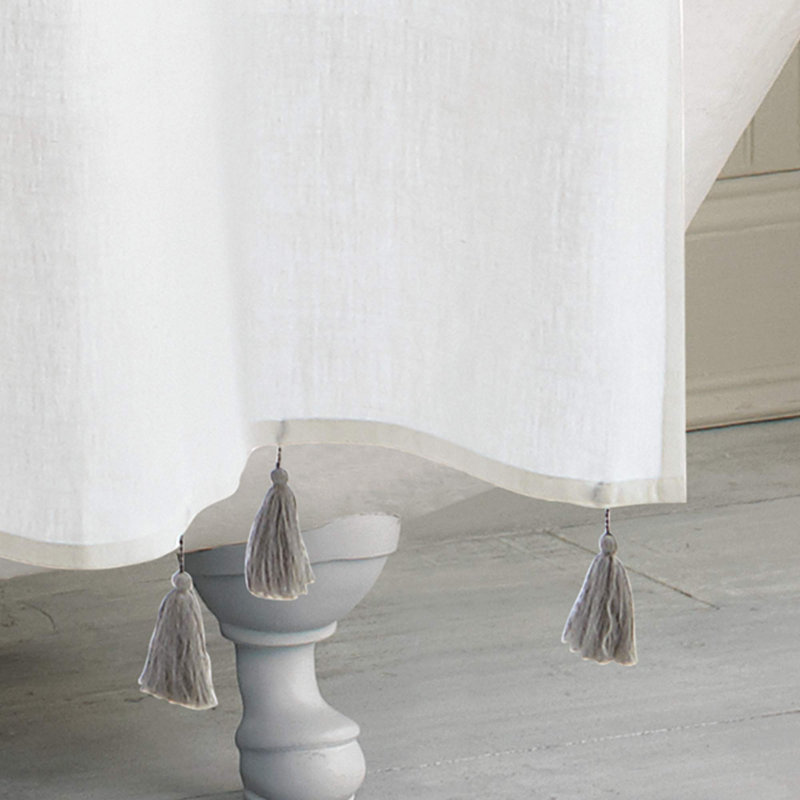 Rideau de douche rayé Boho Farmhouse Tassel
