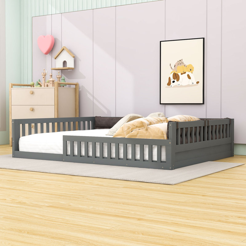 Lit plateforme tapissier Tarena, gris