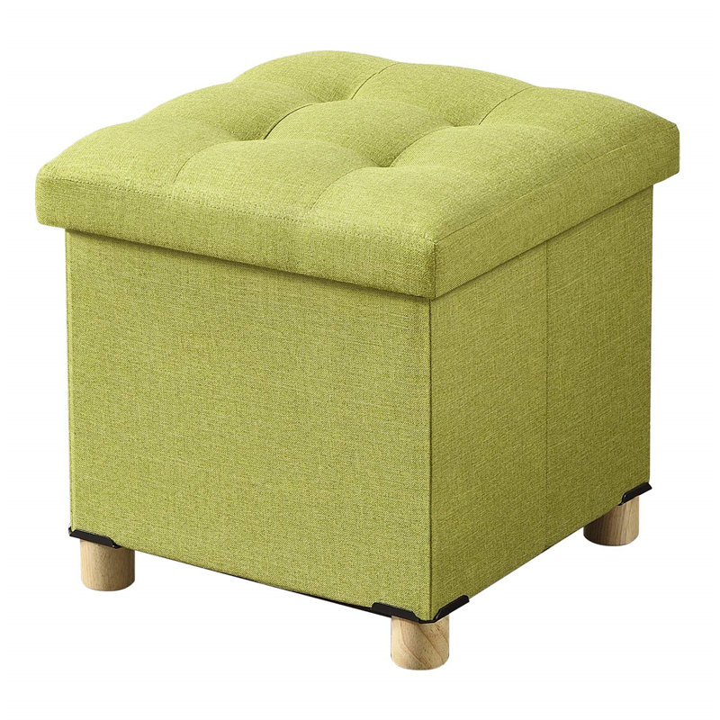 38cm Wide Solid Colour Footstool Ottoman, Green