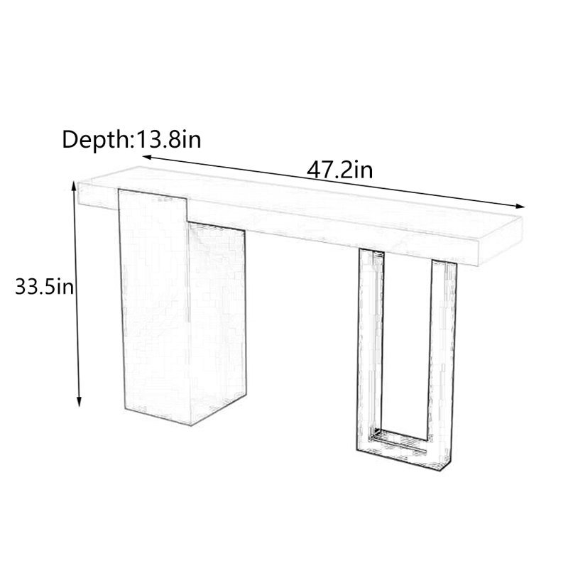 Console artistique de luxe, H 33,5 po x l 47,2 po x P 13,8 po, Blanc