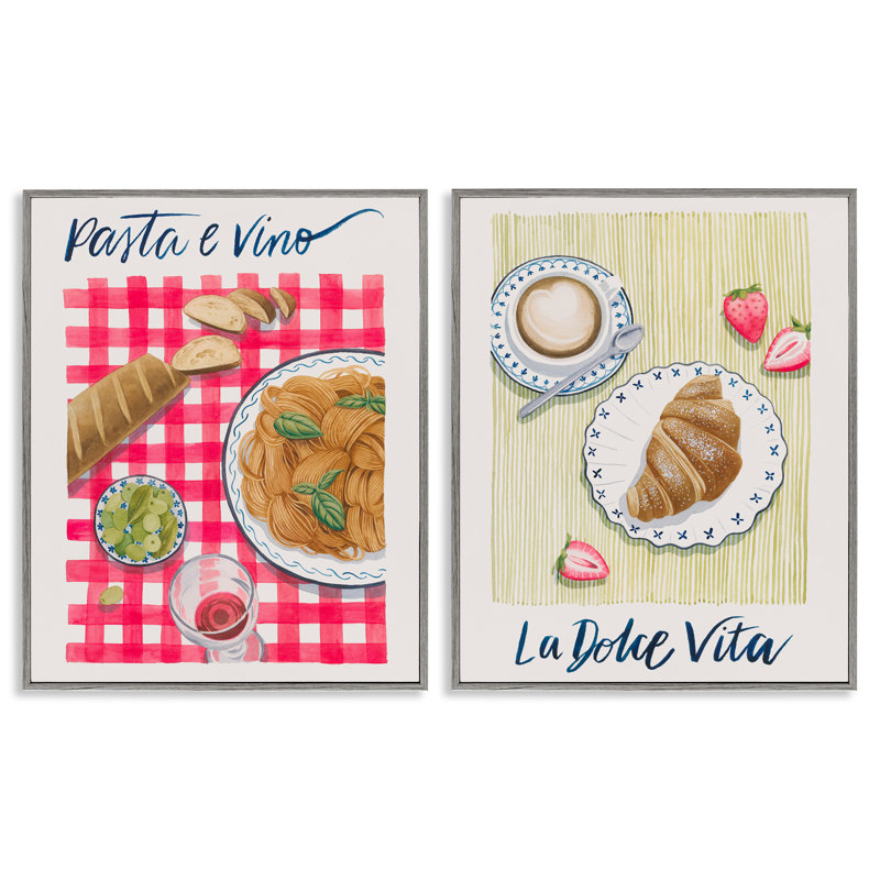 Pique-nique, déjeuner et brunch, repas, ensemble de 2 giclées par Grace Popp, H 14 po x l 11 po, Estampe numérique Farmhouse