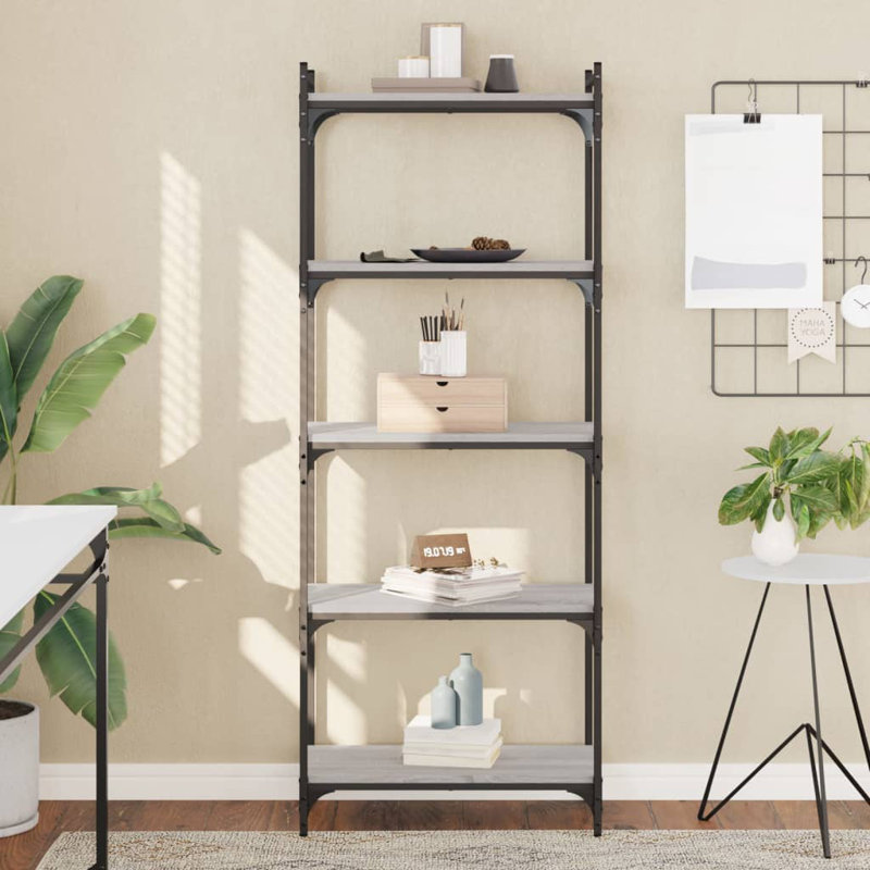 Adaniel Metal Standard Bookcase, 154cm H x 30cm W x 60cm D, Grey Sonoma