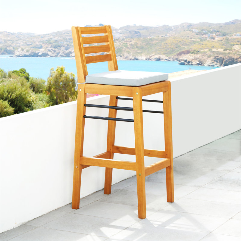 Carlton Honey Patio Wood Counter-Height Bar Chair