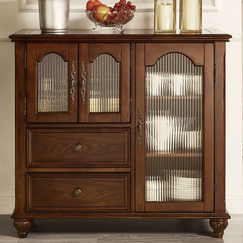 Buffet en bois de noyer massif, H 37,4 po x l 39,37 po x P 17,72 po