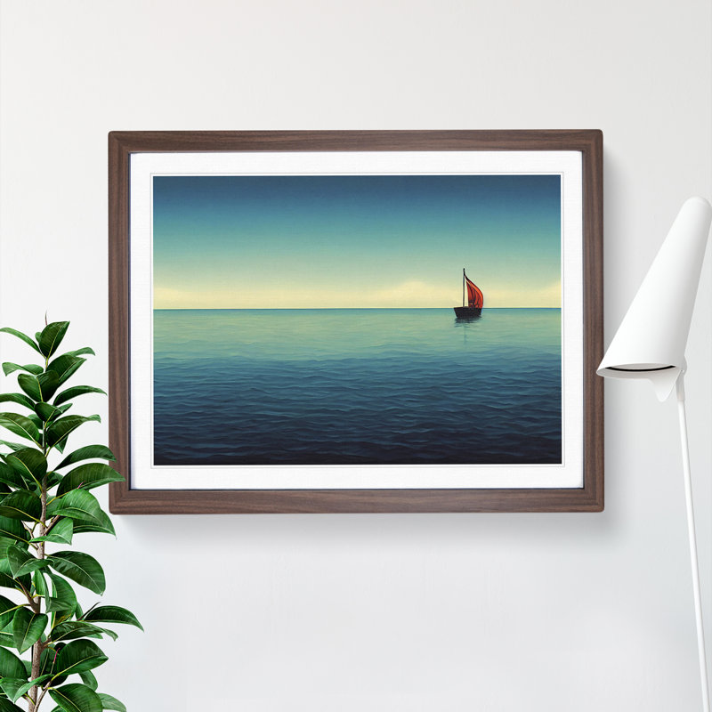 Solo Sailing Boat Vol.1 - Framed Print, 34cm H x 46cm W x 2cm D, Walnut