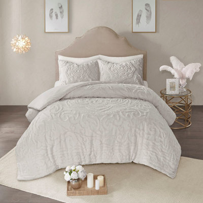King/Cal King 3Does Not Applypiece Tufted Cotton Chenille Medallion Duvet Cover Set
