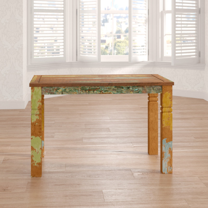 Jimena Mango Square Wood Top Dining Table with Wood Base, 74cm H x 80cm L x 80cm W